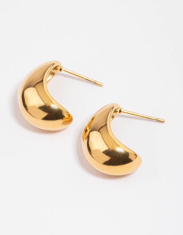 Waterproof Gold Plated Stainless Steel Small Bubble Hoop Earrings