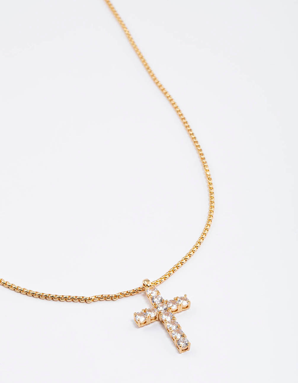 Waterproof Gold Plated Stainless Steel Cubic Zirconia Cross Necklace