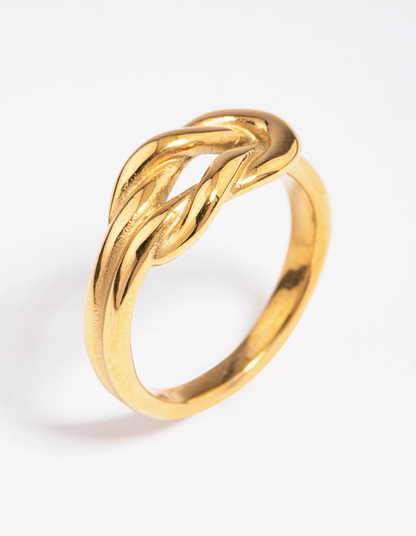Waterproof Gold Plated Stainless Steel Classic Knotted Ring