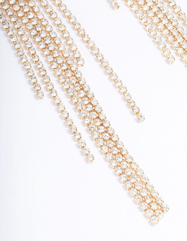 Gold Square Cup Chain Drop Earrings