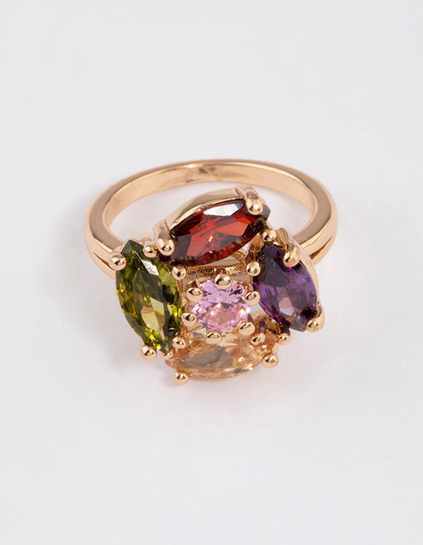 Gold Oval Stone Cocktail Ring