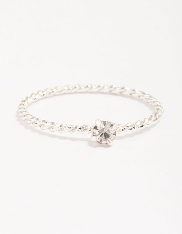 Silver Plated Cubic Zirconia Butterfly Ring Pack