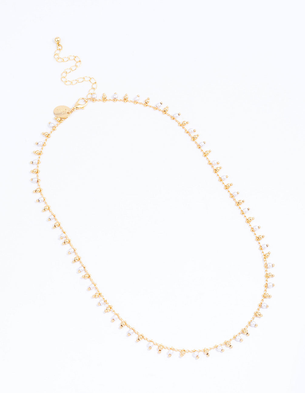 Gold Plated Beaded & Freshwater Pearl Drop Necklace