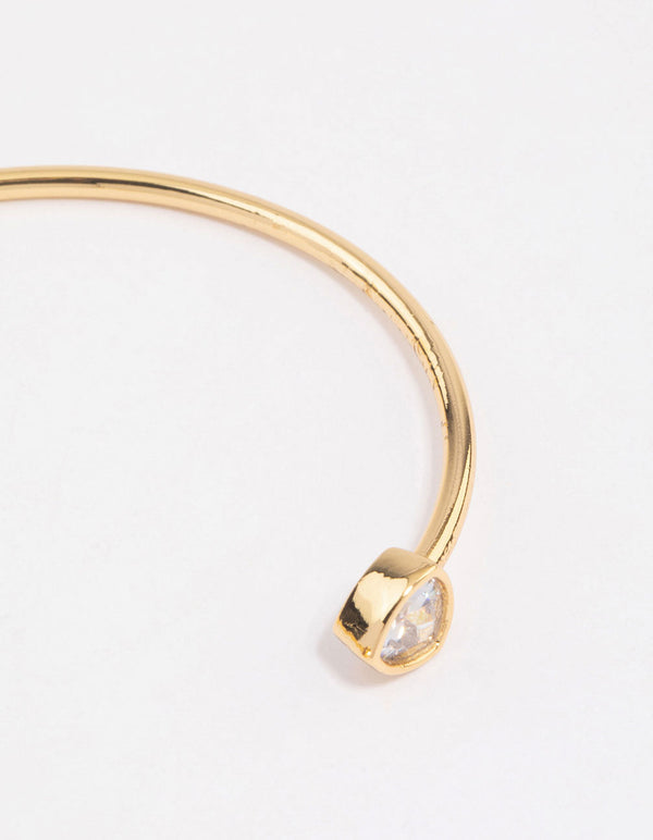 Gold Plated Triangle Cubic Zirconia Open Cuff