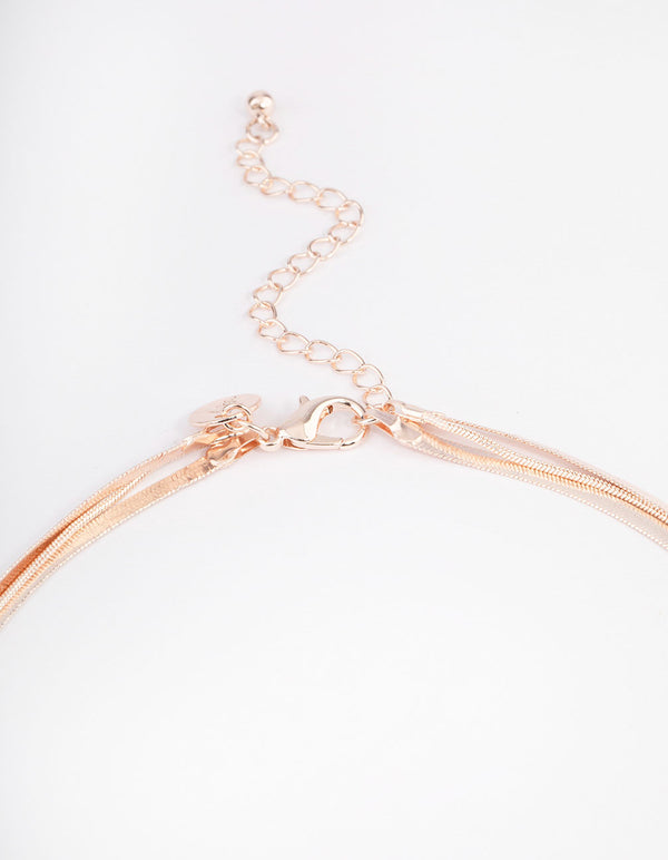 Rose Gold Flat Snake Chain Y-Shape Necklace