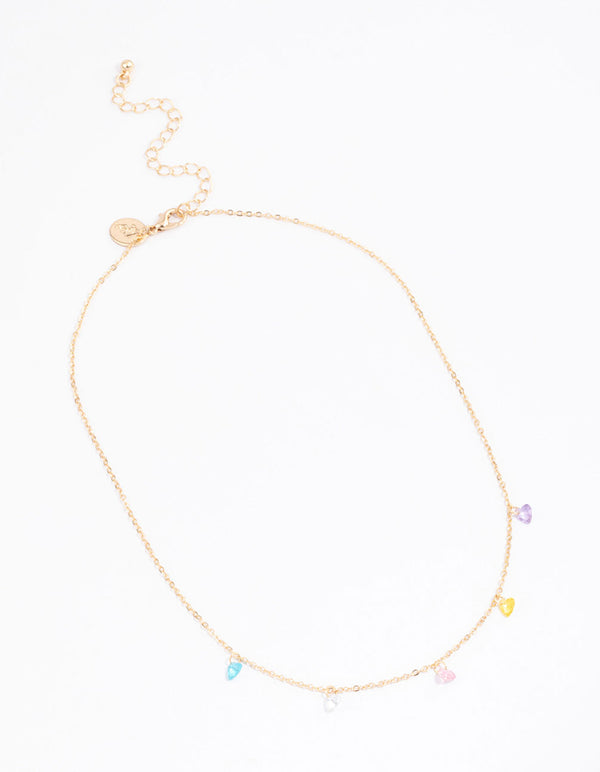 Gold Mixed Teardrop Stone Necklace