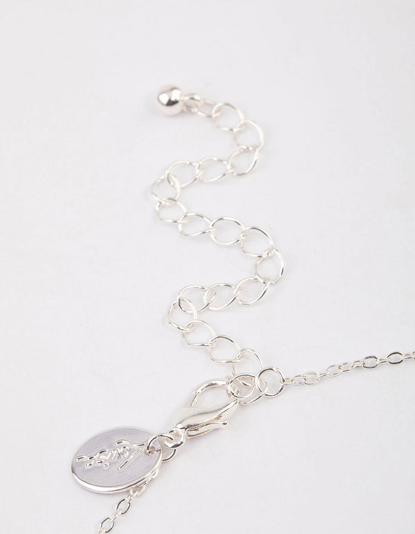 Silver Diamante Drop Open Circle Necklace & Polishing Set