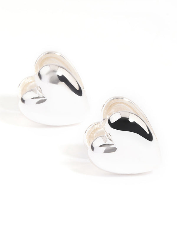 Silver Plated Heart Huggie Earrings