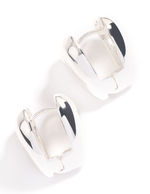 Silver Plated Heart Huggie Earrings