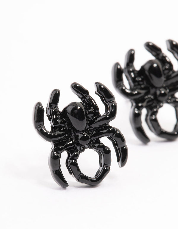Black Small Spider Stud Earrings