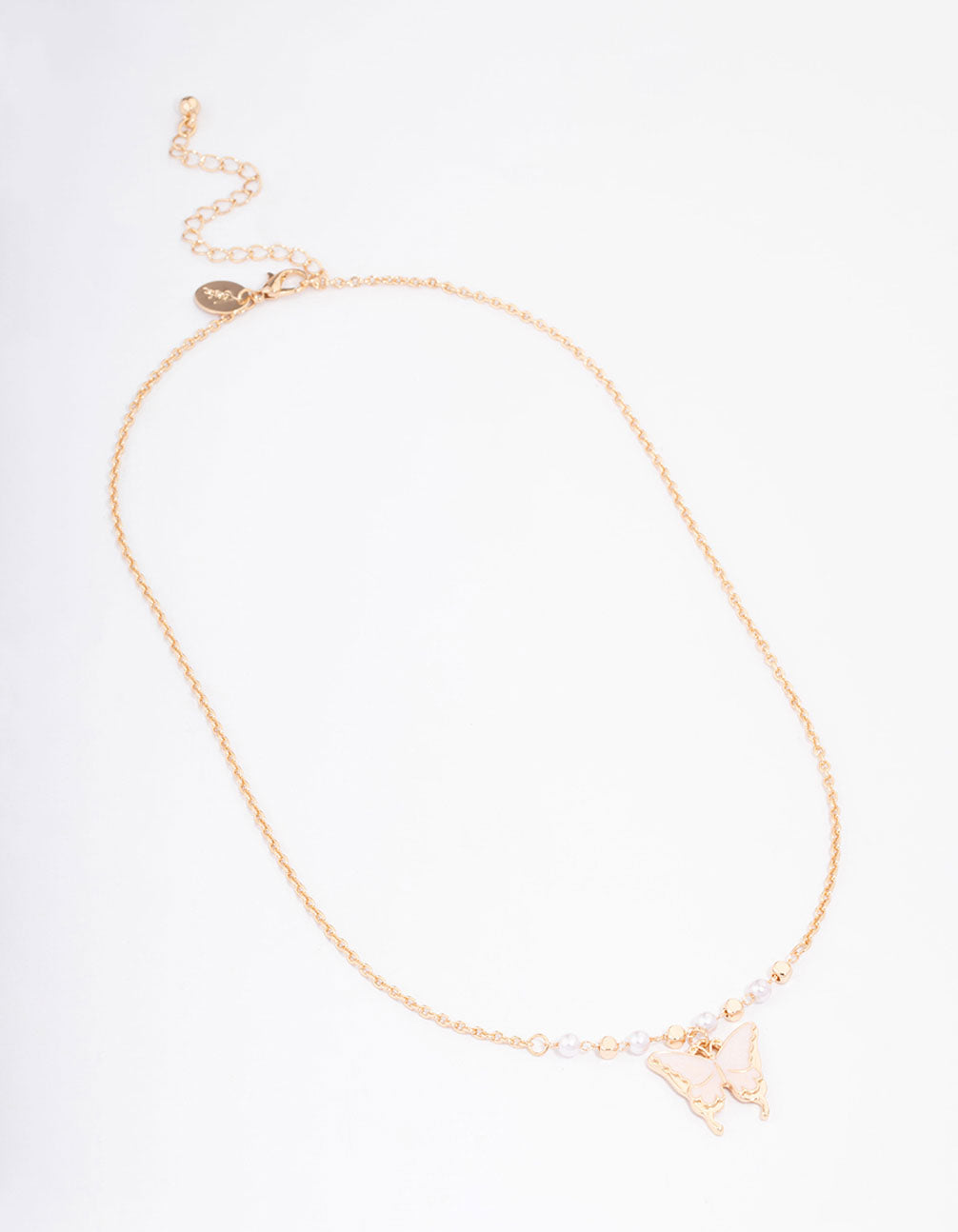 Gold Pearl Butterfly Short Necklace