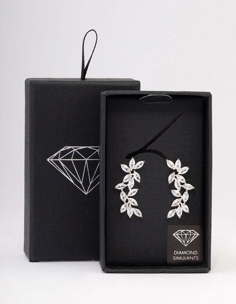 Silver Leaf Vine Crawler Drop Earrings