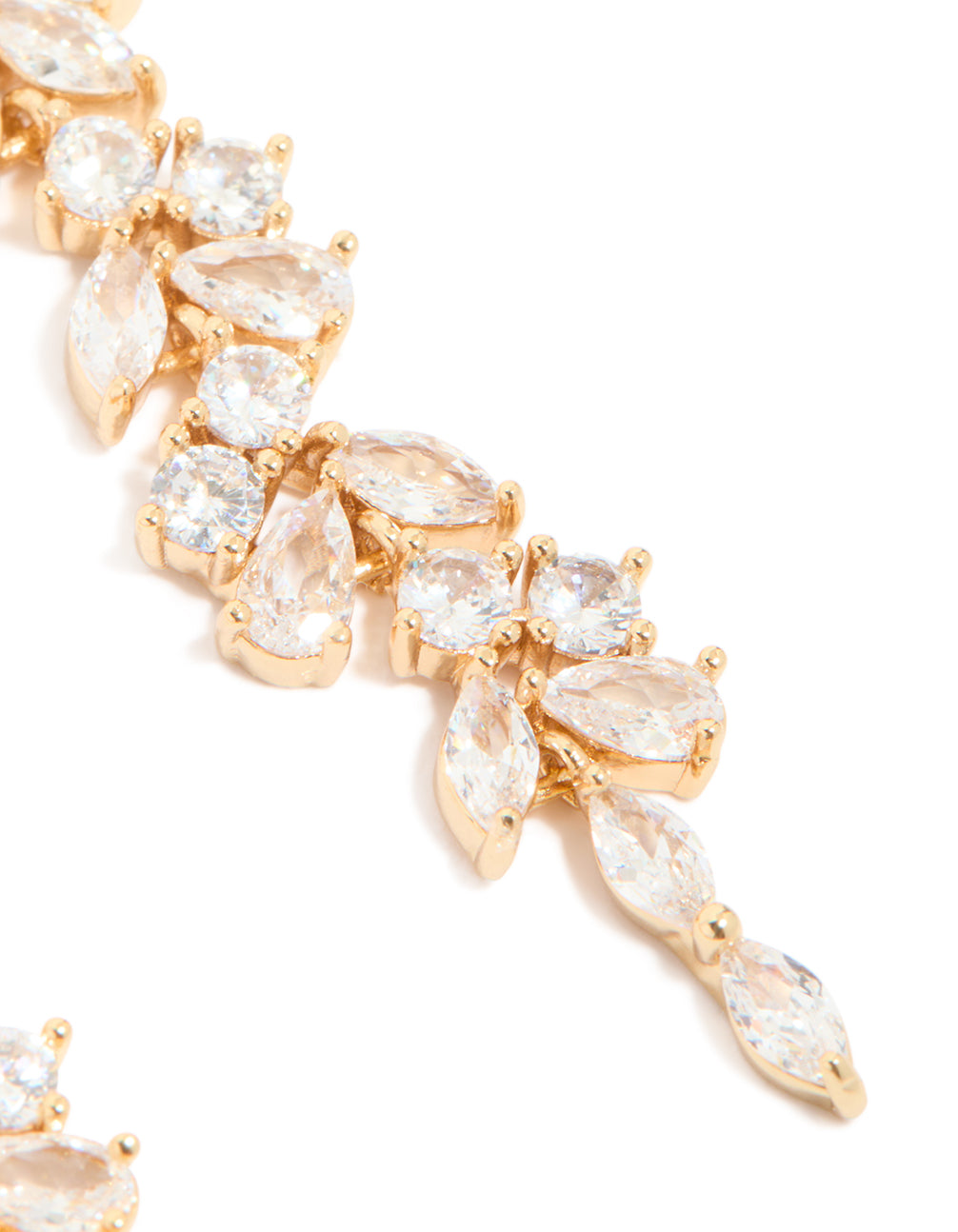 Gold Plated Cubic Zirconia Dainty Vine Drop Earrings
