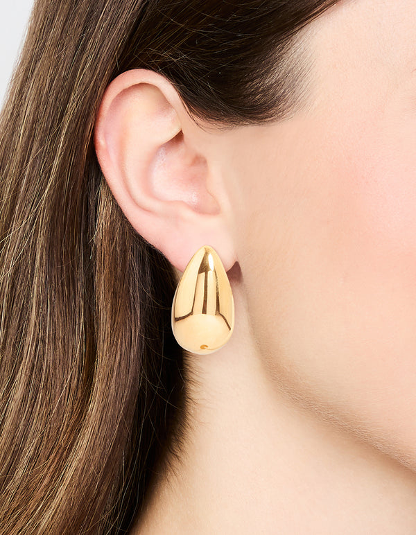 Waterproof Gold Plated Stainless Steel Large Teardrop Earrings