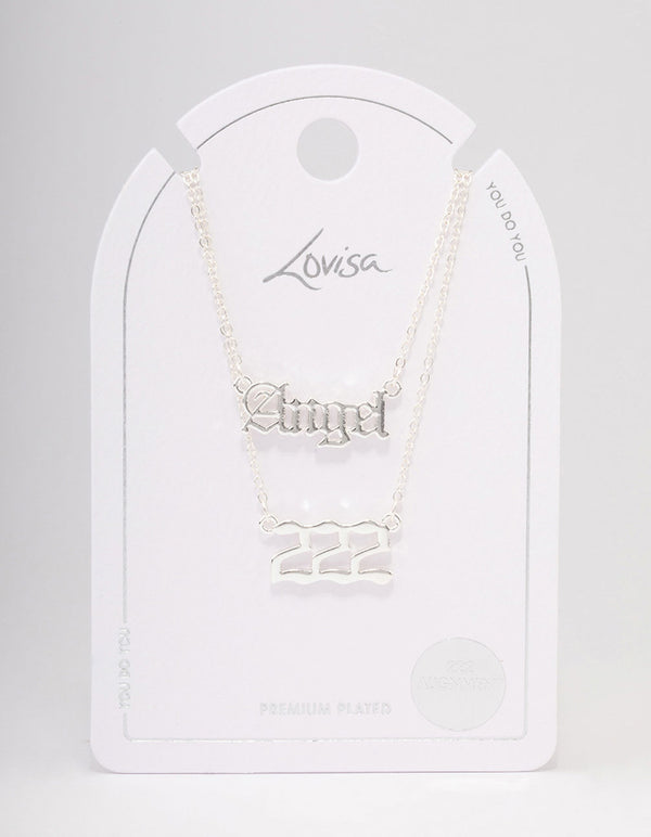 Silver Plated Angel Number '222' Necklace Pack