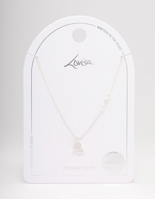Silver Plated Scorpio Necklace With Cubic Zirconia Pendant