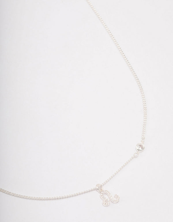 Silver Plated Leo Necklace With Cubic Zirconia Pendant