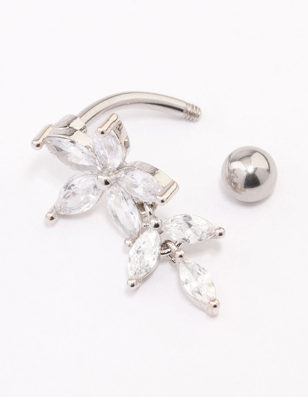 Surgical Steel Flower Marquise Drop Belly Ring