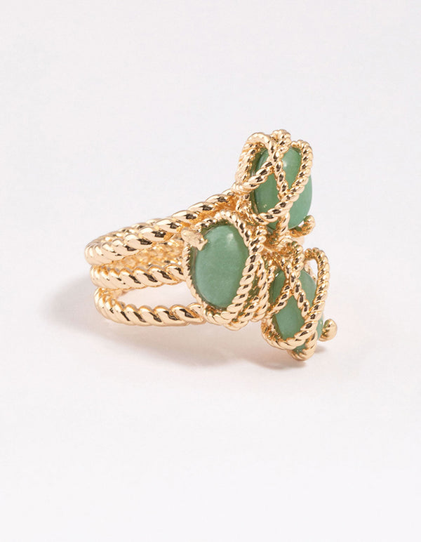 Gold Plated Wrapped Triple Stone Ring