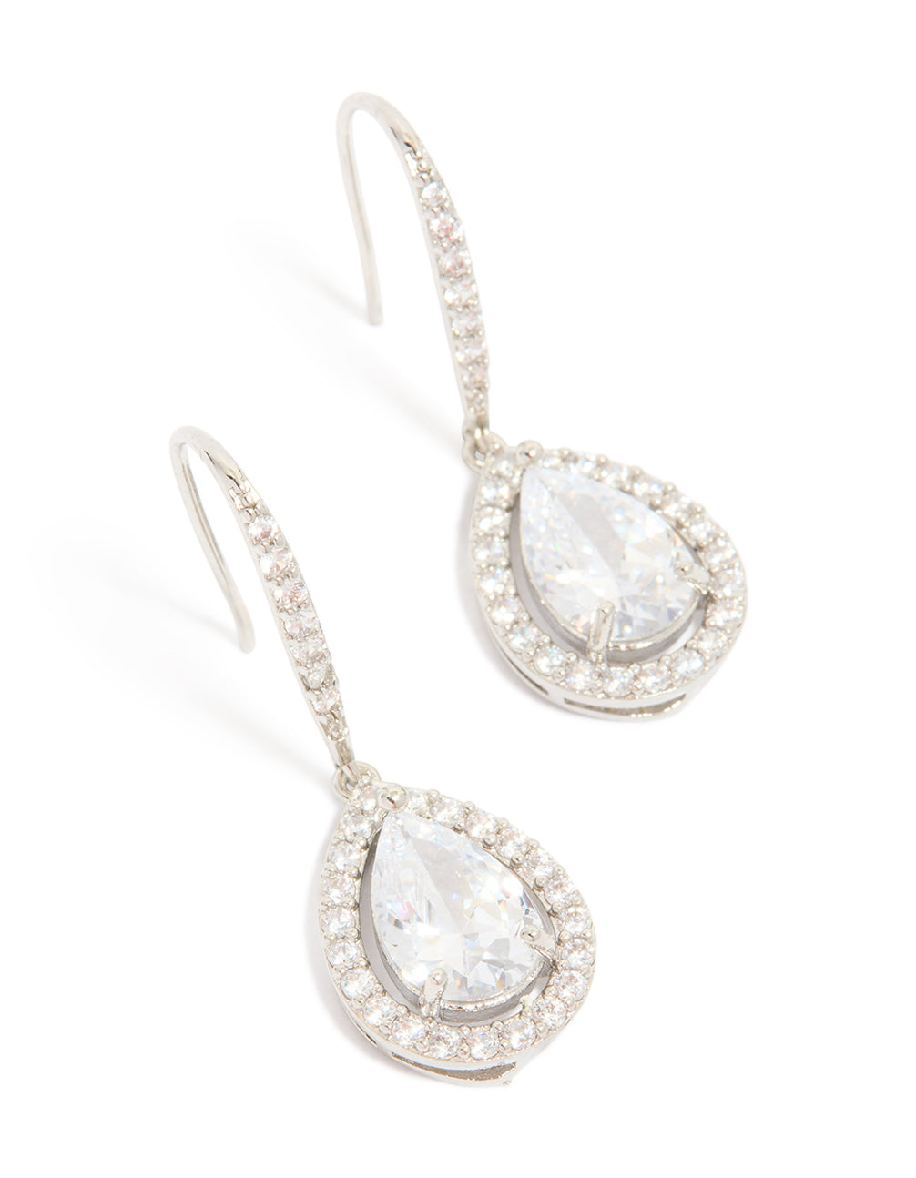 Silver Cubic Zirconia Teardrop Earrings