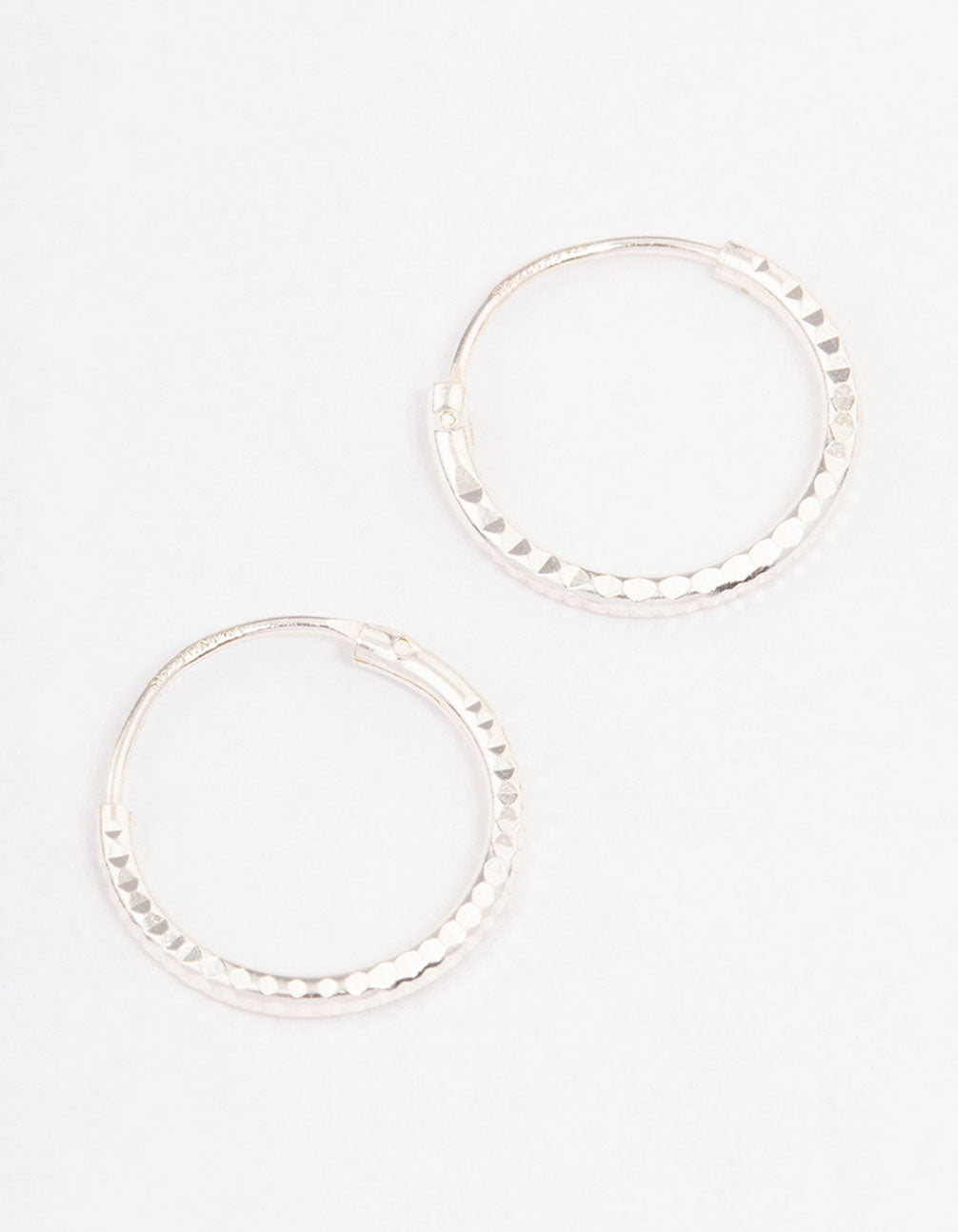 Sterling Silver Diamante Hoop Earrings 12mm
