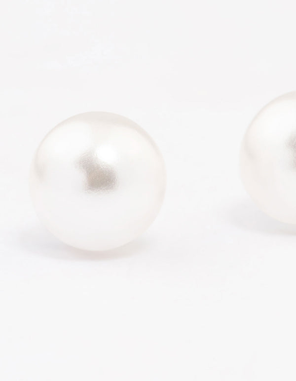 Sterling Silver Pearl Stud Earrings 8mm
