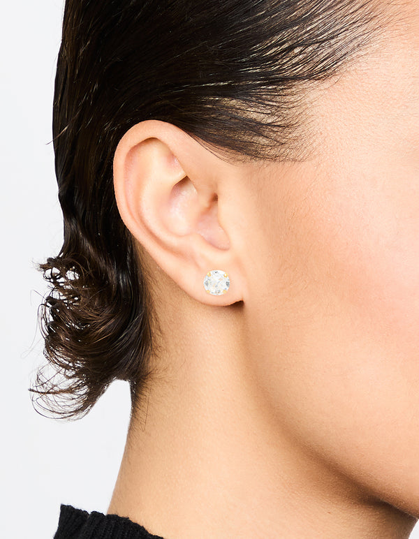 Gold Plated Sterling Silver Cubic Zirconia Stud Earrings