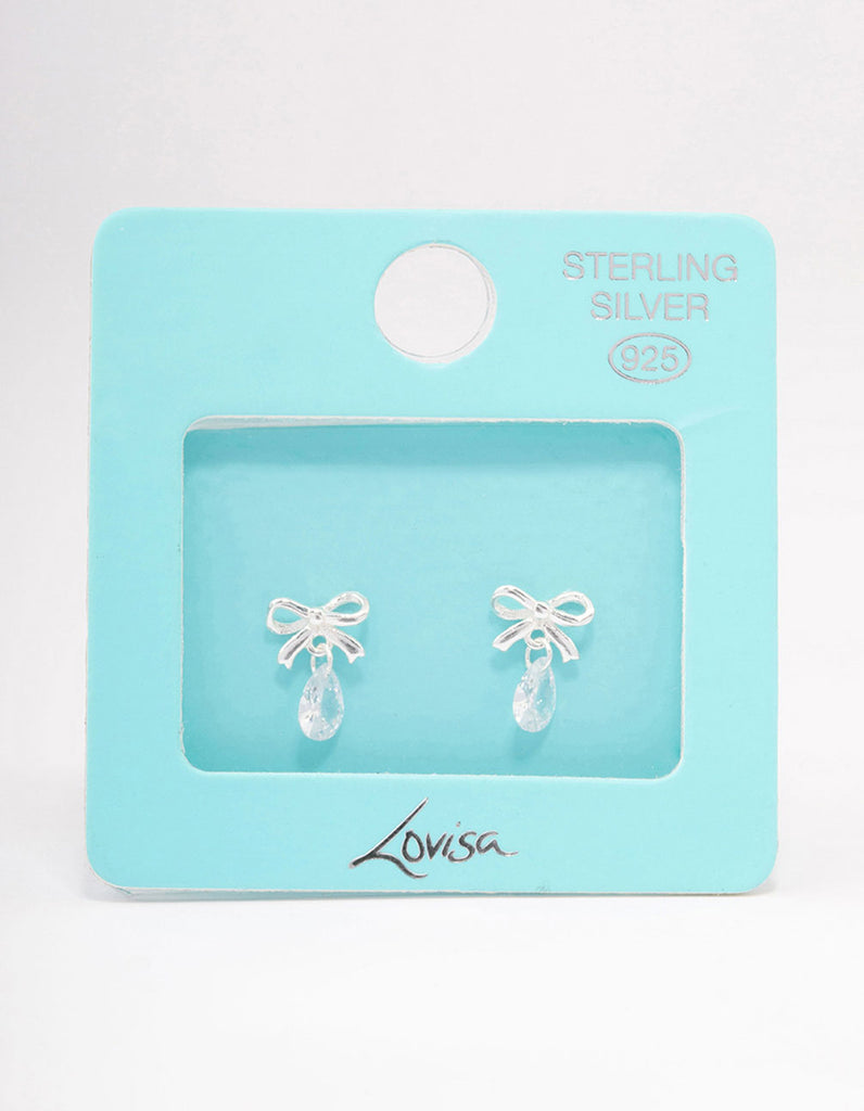 Sterling Silver Bow Pear Drop Earrings Lovisa
