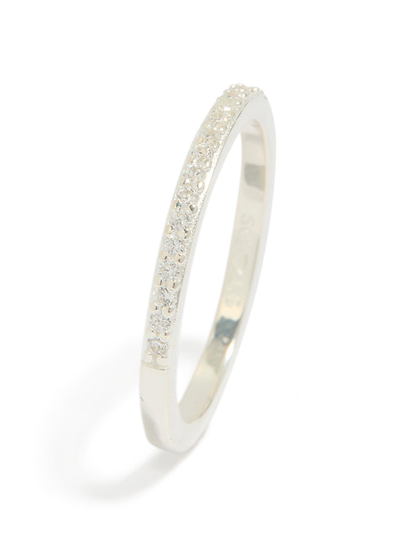 Sterling Silver Cubic Zirconia Pave Band Ring