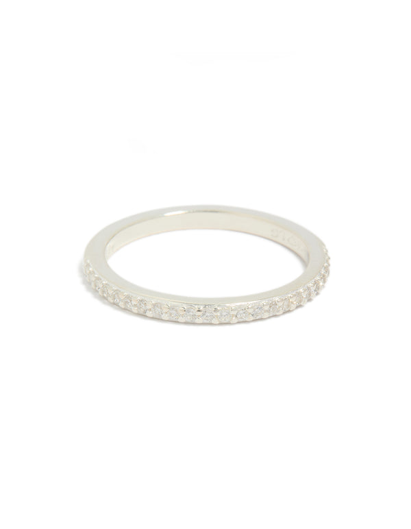 Sterling Silver Cubic Zirconia Pave Band Ring