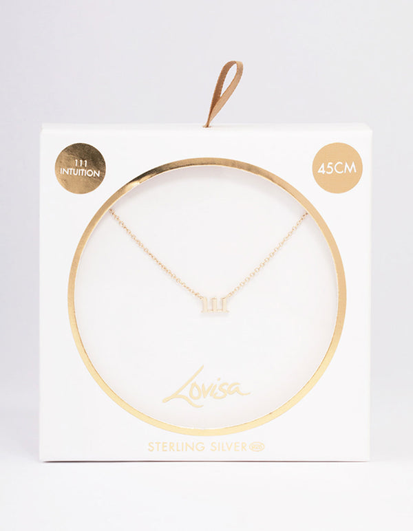 Gold Plated Sterling Silver 111 Angel Number Pendant Necklace