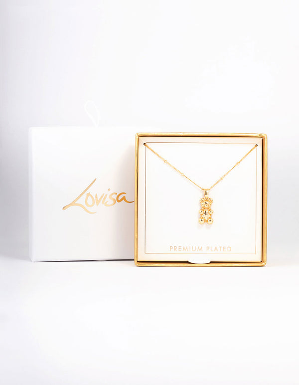 Gold Plated Bear Ball Short Necklace