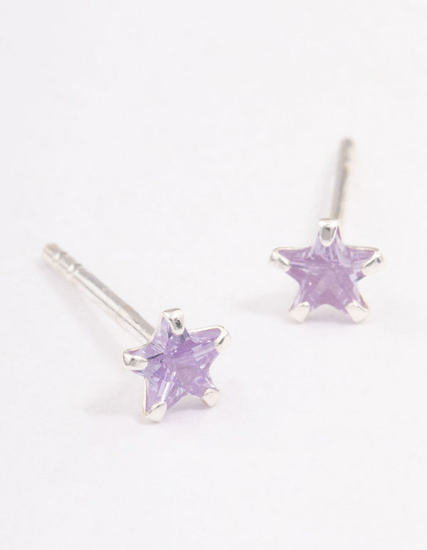 Sterling Silver Cubic Zirconia Star Stud Earrings