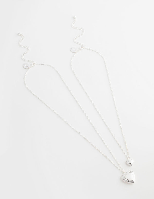 Silver Filigree Heart Locket Necklace Pack