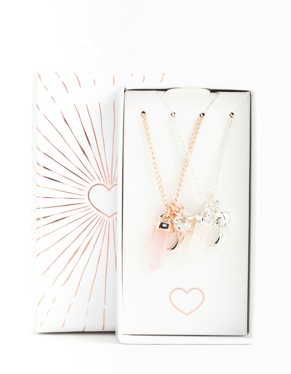 Mixed Metal Semi-Precious Charm Shard Necklace Pack