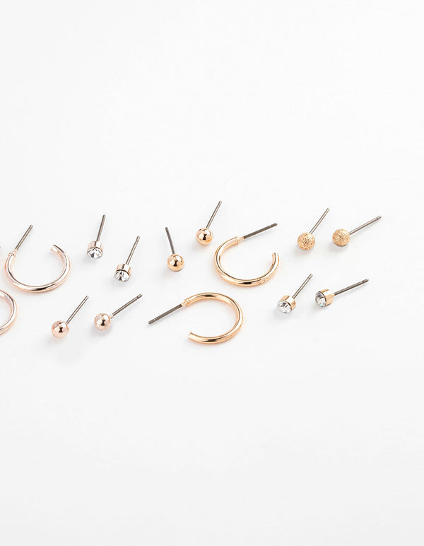 Mixed Metal Sandblast Stud & Hoop Earring 12-Pack