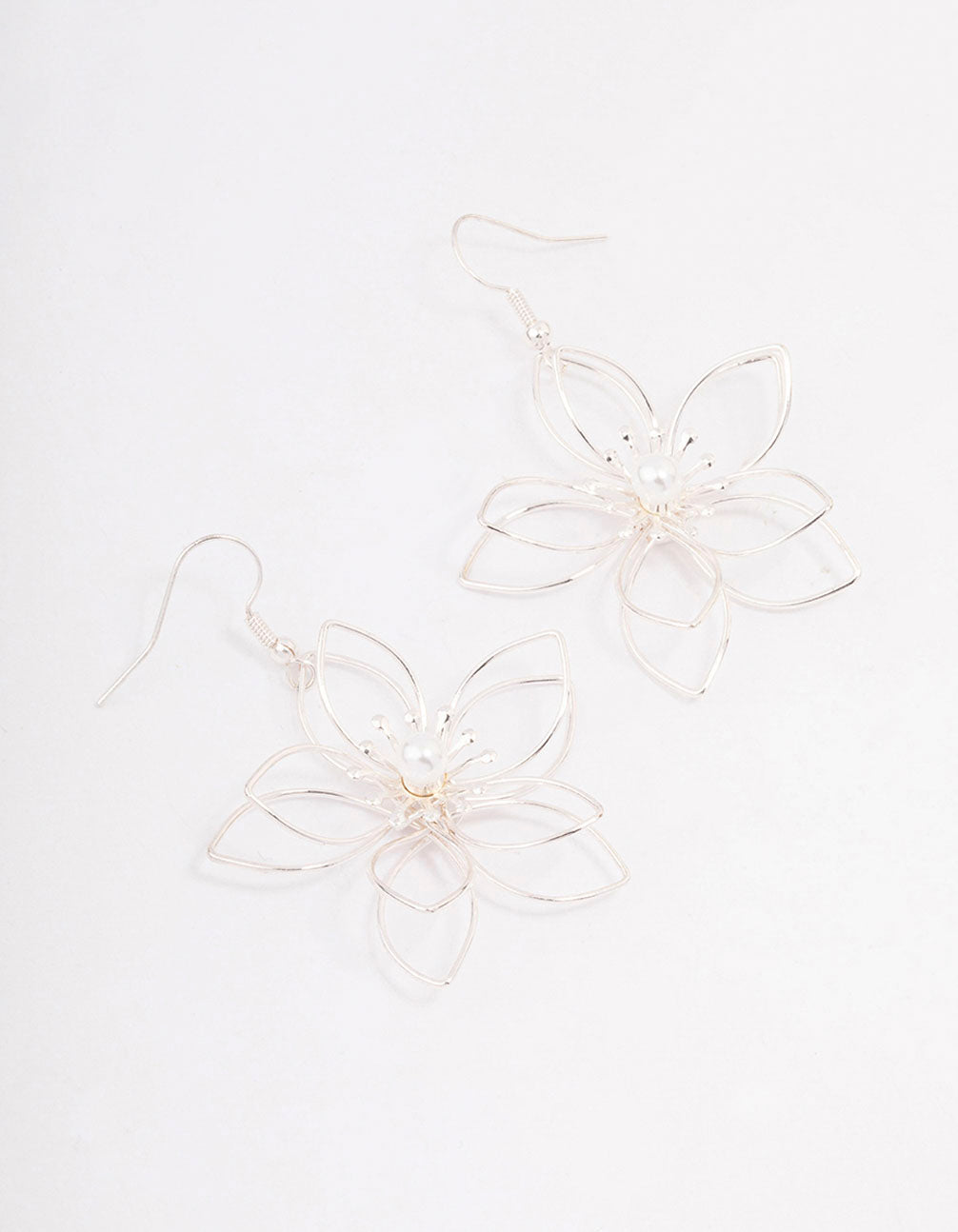 Silver Wire Pearl Drop Earrings
