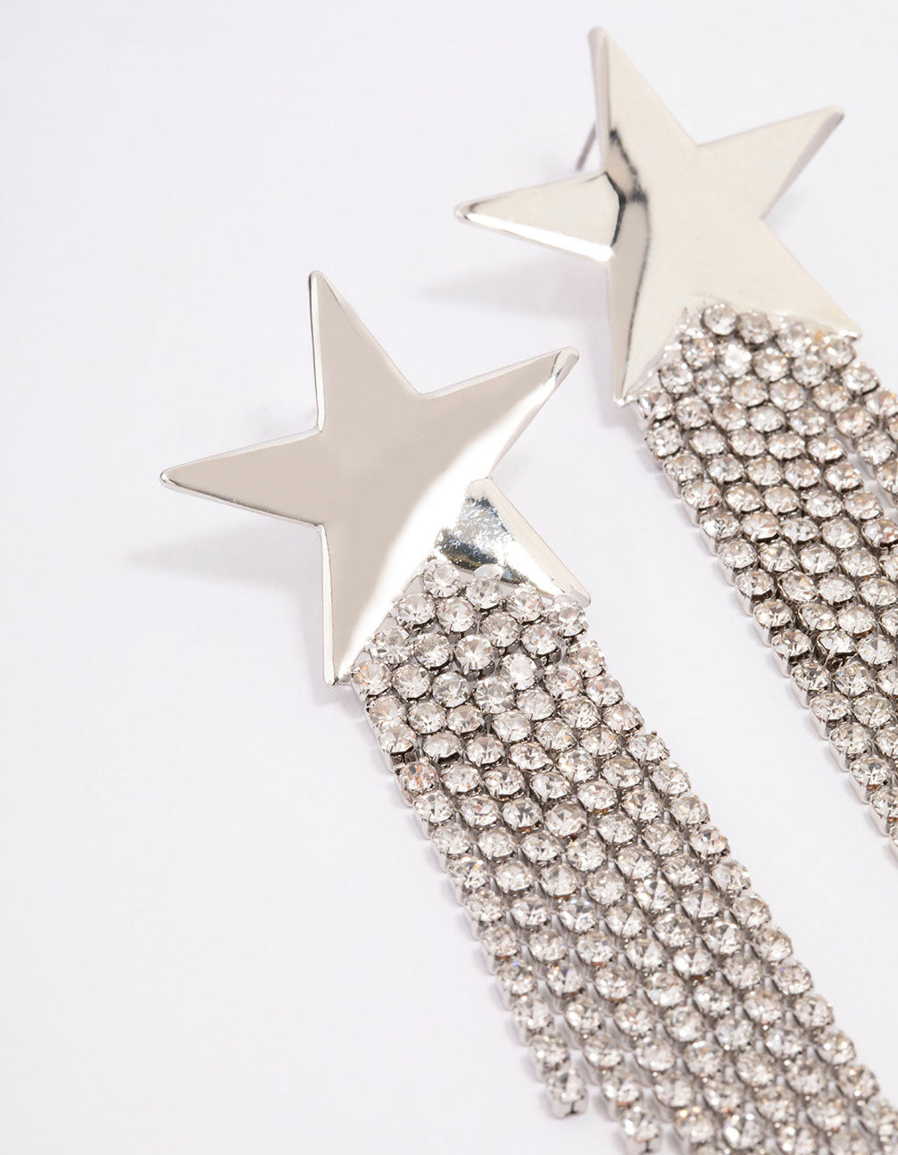 Silver Star Chandelier Drop Earrings