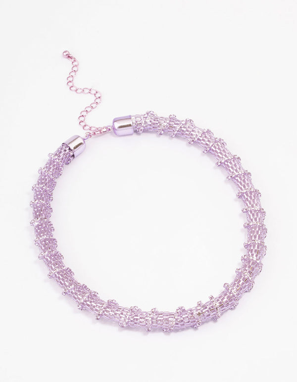 Lilac Cup Chain Wrapped Short Necklace