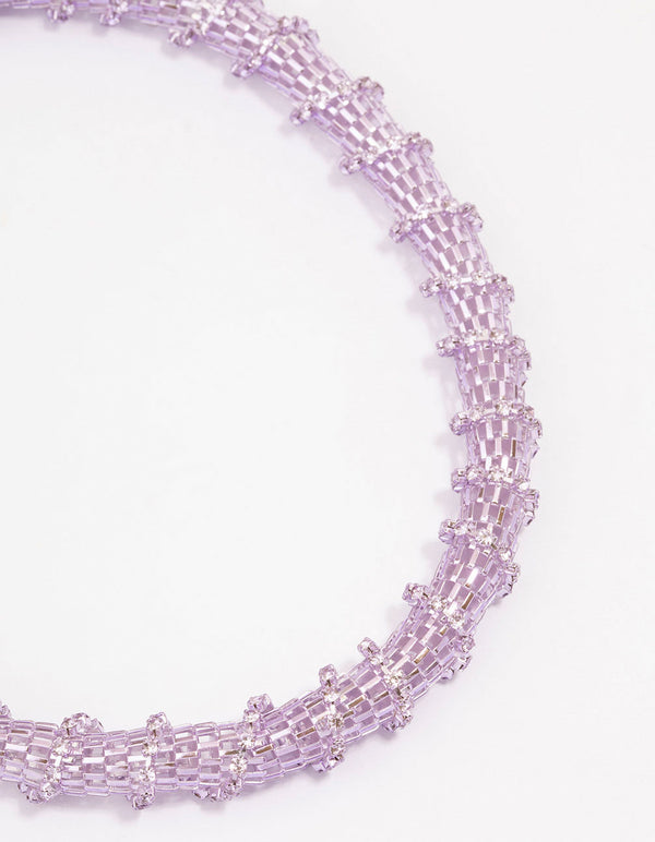 Lilac Cup Chain Wrapped Short Necklace