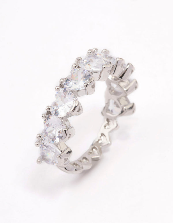 Silver Round Halo Cubic Zirconia Band Ring