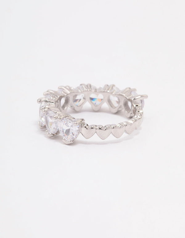 Silver Round Halo Cubic Zirconia Band Ring