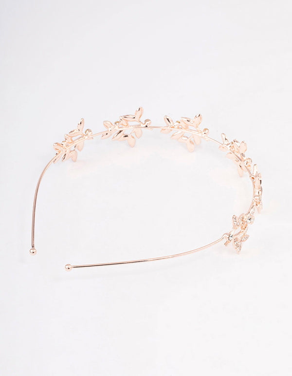 Rose Gold Diamante Leaf Celestial Headband