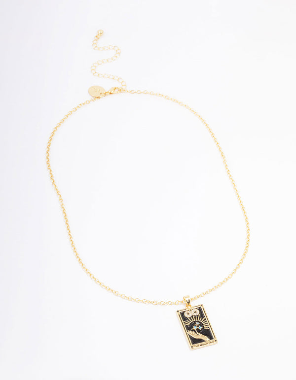 Gold Plated The Magician Tarot Card Pendant Necklace