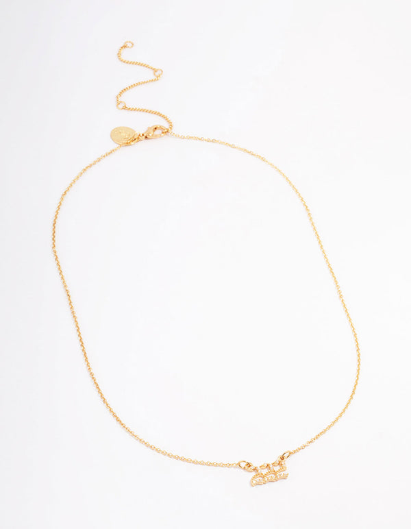 Gold Plated Cubic Zirconia 222 Angel Number Pendant Necklace