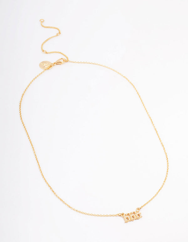 Gold Plated Cubic Zirconia 666 Angel Number Pendant Necklace