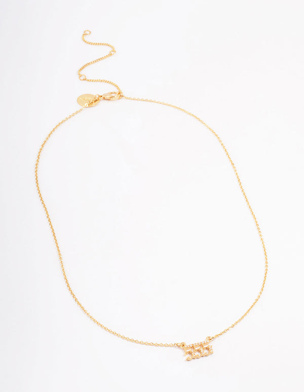 Gold Plated Cubic Zirconia 555 Angel Number Pendant Necklace