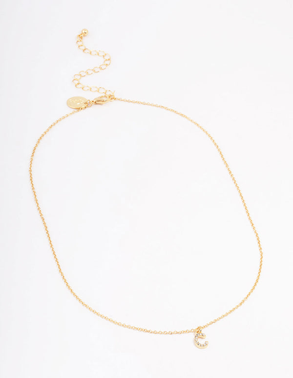 Letter C Gold Plated Initial Pendant Necklace