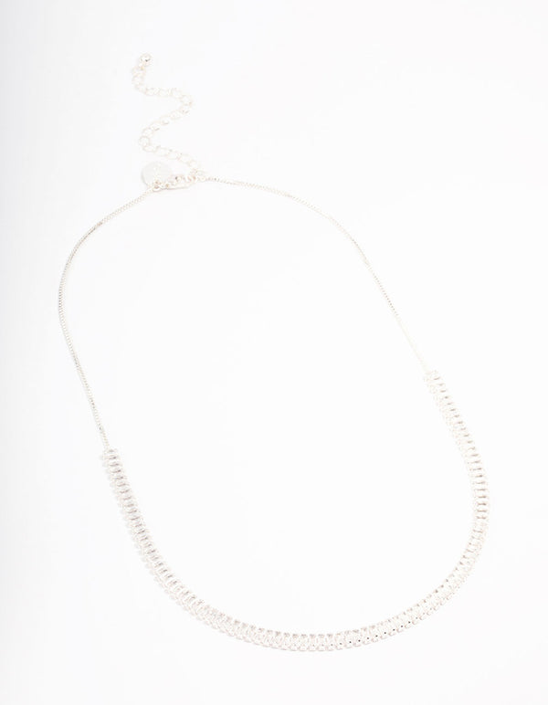 Silver Plated Baguette Chain Cubic Zirconia Necklace