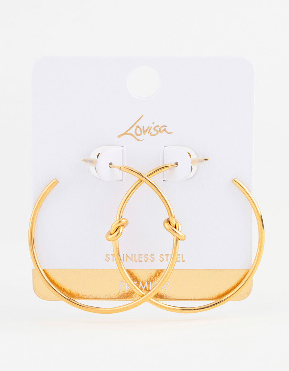 Waterproof Gold Plated Stainless Steel Classic Knotted Hoop Earrings